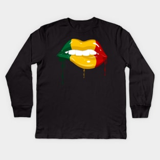 Juneteenth Vibes, Dripping lips, Black History, Freedom Kids Long Sleeve T-Shirt